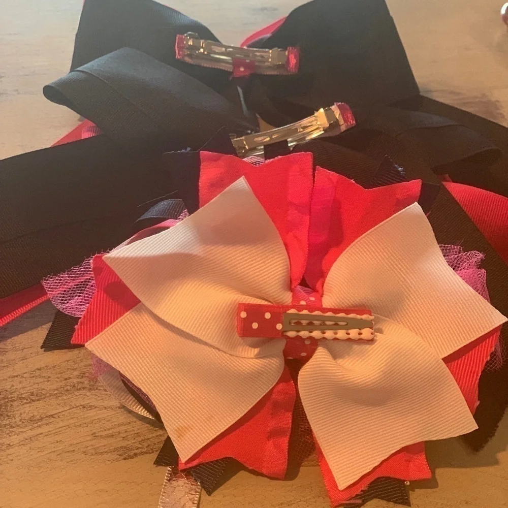Set of Girls Custom Navy & Pink Bows.​​​​​​​​​